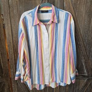 Lane Bryant Shirt Women's‎ Size 18/20 Stripes Long Sleeve No-Peek Collection